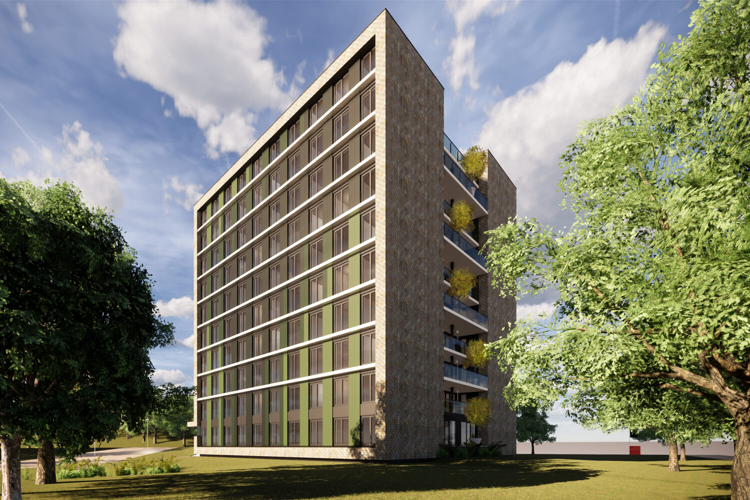 Studentenflat De Opaal in aanbouw
